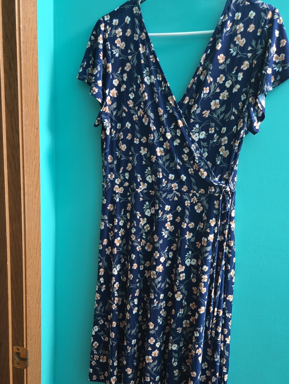 Women's Navy Floral Wrap Dress